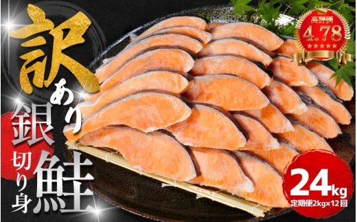 訳あり 鮭 定期便 12回 (2kg × 12回 24kg) さけ サケ 銀鮭 切り身 切身 サイズ 不揃い サーモン ごはん のお供 おつまみ 酒の肴 魚 魚介 小魚 海鮮 海産物 おかず お米 シャケ 塩銀鮭 塩さけ 塩サケ グルメ 訳アリ 家庭用 弁当 食品 新鮮 冷凍  徳島県