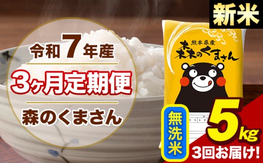 [3ヶ月定期便]令和7年産 新米 森のくまさん 無洗米 5kg 5kg×1袋 計3回お届け[お申し込み月の翌月から出荷開始]お米 こめ 熊本県産 ご飯 備蓄