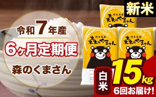 【6ヶ月定期便】令和7年産 新米 森のくまさん 白米 15kg 5kg×3袋 計6回お届け《お申し込み月の翌月から出荷開始》お米 こめ 熊本県産 ご飯 備蓄