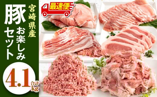 【最速便】宮崎県産豚お楽しみセット 計4.1kg_M241-002-2W