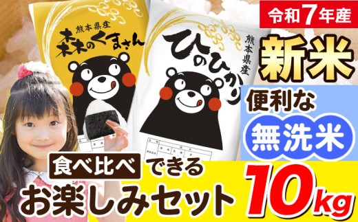 令和7年産 新米 無洗米 ひのひかり 森のくまさん 2種 食べ比べ 米 10kg 《9月下旬-11月上旬頃出荷》 ヒノヒカリ お米 こめ 高レビュー  熊本県産（荒尾市産含む） 精米 荒尾市 森くま ブランド米 ご飯