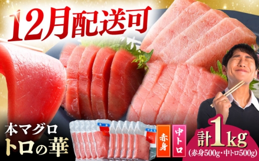 【12月配送可能】対馬産 本マグロ 1kg（赤身500g、中トロ500g） ≪対馬市≫【桐谷商店】 トロの華 対馬 新鮮 マグロ トロ 鮪 刺身 鮮度抜群 [WAQ051]