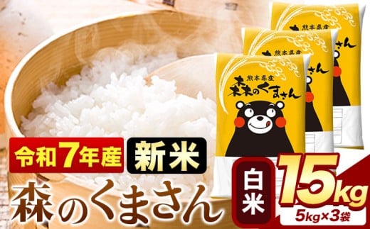 新米 令和7年産 森のくまさん 15kg 5kg × 3袋  白米 熊本県産 単一原料米 森くま《9月下旬-11月上旬頃出荷》送料無料