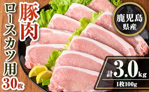 isa708 鹿児島県産 豚肉ロースカツ用30枚セット(計3kg) 鹿児島県産 豚 ブタ ぶた 豚肉 肉 ロース とんかつ ポークステーキ トンテキ 冷凍 【TRINITY】 2316490 - 鹿児島県伊佐市