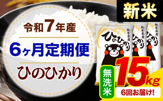 【6ヶ月定期便】新米 令和7年産 無洗米 ひのひかり 定期便 15kg《お申込み月の翌月から出荷開始》熊本県産 ふるさと納税 精米 ひの 米 こめ ふるさとのうぜい ヒノヒカリ コメ お米