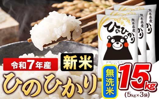 新米 令和7年産 無洗米 ひのひかり 15kg《9月下旬-11月上旬頃出荷》令和7年産 熊本県産 ふるさと納税 無洗米 精米 ひの 米 こめ ふるさとのうぜい ヒノヒカリ コメ お米 おこめ