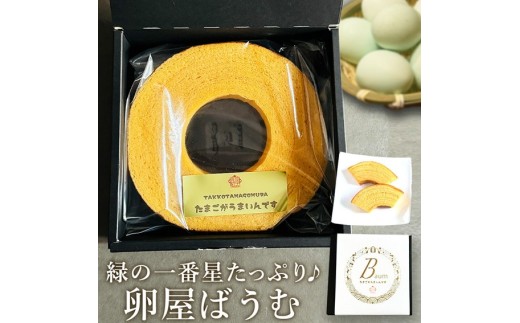 緑の一番星たっぷり♪卵屋ばうむくーへん（ホール1個 230g）新鮮 卵 バウムクーヘン 焼き菓子 バームクーヘン ホール 贈答 土産 高級卵 国産 青森県 三戸町 AR-25-003 2278243 - 青森県三戸町