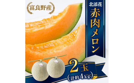 [2026年6月下旬順次発送・先行受付]] 富良野産メロン 北添花(赤肉メロン2玉 計約4kg)