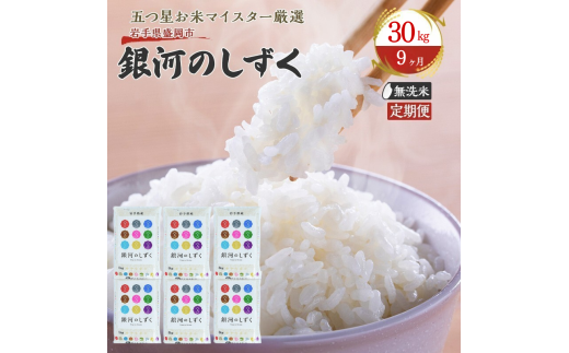 【9か月定期便】盛岡市産銀河のしずく【無洗米】30kg×9か月