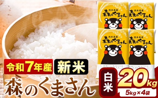 新米 令和7年産  白米  森のくまさん 20kg 5kg × 4袋  熊本県産 単一原料米 森くま《9月下旬-11月上旬頃出荷》送料無料