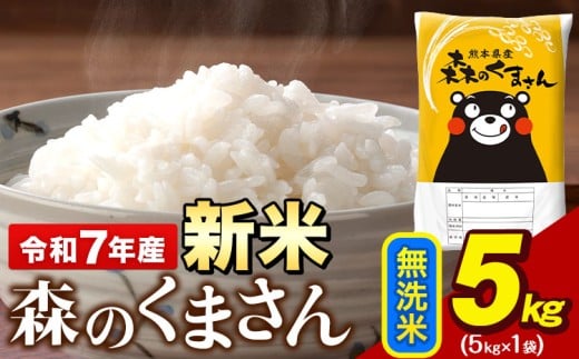 令和7年産 新米 無洗米 森のくまさん 5kg × 1袋 熊本県産 単一原料米 森くま《9月下旬-11月上旬頃出荷》送料無料