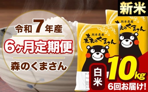 【6ヶ月定期便】令和7年産 新米 森のくまさん 白米 10kg 5kg×2袋 計6回お届け《お申し込み月の翌月から出荷開始》お米 こめ 熊本県産 ご飯 備蓄