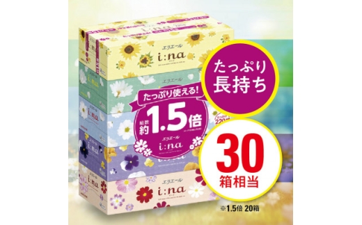 ＜津山工場限定＞エリエール i:na(イーナ)ティシュー 220組5箱×4パック(20箱)【1615610】