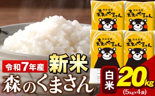 令和7年産 新米 森のくまさん 20kg 5kg × 4袋 白米 熊本県産 単一原料米 森くま《9月下旬-11月上旬頃出荷》送料無料