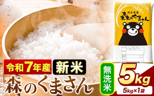 新米 令和7年産 無洗米  森のくまさん 5kg × 1袋  熊本県産 単一原料米 森くま《9月下旬-11月上旬頃出荷》送料無料