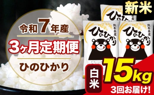 新米 令和7年産 【3ヶ月定期便】 ひのひかり 白米 15kg 5kg×3袋 計3回お届け 熊本県産 こめ コメ 白米 精米 荒尾市 ひの 米 定期 《お申込み月の翌月から出荷開始》