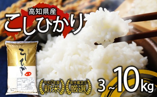 R7年産 新米 こしひかり 選べる 3kg 5kg 10kg 8月下旬から発送 厳選 新米 食味鑑定士 産地直送 米 お米 白米 精米 ごはん コシヒカリ ご飯 高知 県 産 須崎 市 米 NPO012-3xALL