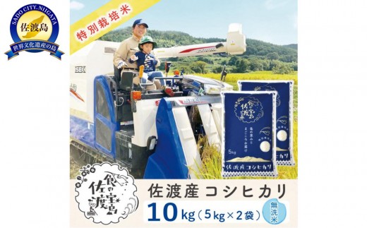 【新米予約】佐渡島産コシヒカリ 無洗米10kg（5kg×2袋） 特別栽培米 農家直送 1058879 - 新潟県佐渡市