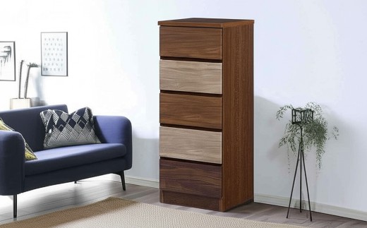 スリムチェスト ワルツ 幅40-5段 隙間収納【諸富家具】:C103-014