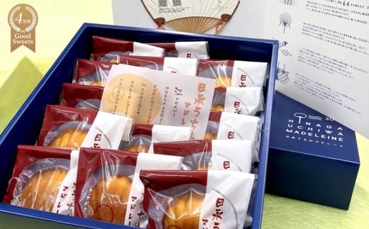 【スイーツ】日永うちわマドレーヌ　15個入　伝統工芸品・稲藤製日永うちわ付【夏季冷蔵便対応】