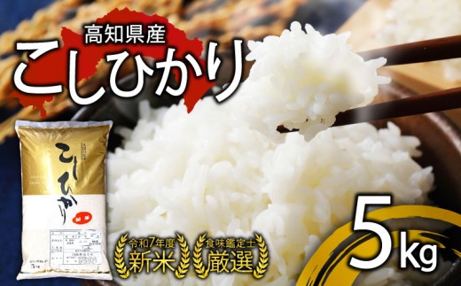 R7年産 新米 こしひかり 5kg 8月下旬から発送 厳選 新米 食味鑑定士 産地直送 3kg 5kg 10kg 米 お米 白米 精米 ごはん コシヒカリ ご飯 高知 県 産 須崎 市 米 NPO012-3x