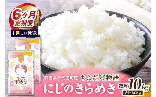 【6ヶ月定期便】 群馬県千代田町産 にじのきらめき 10kg(5kg×2袋) (精米) 【1月発送開始】