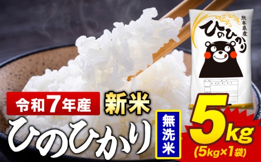 新米 令和7年産 無洗米 米 ひのひかり 5kg《9月下旬-11月上旬頃出荷》熊本県 菊池市 国産 熊本県産 精米 無洗米 送料無料 ヒノヒカリ こめ お米 