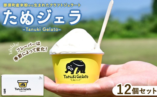 那須町産米粉から生まれたクラフトジェラート『たぬジェラ』12個セット〔C-83〕 | 栃木県 那須町 ジェラート アイス 氷菓 ※沖縄・離島への配送不可