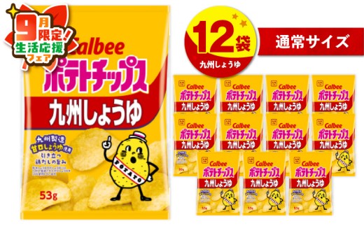 【 期間限定 生活応援 】カルビーポテトチップス【九州しょうゆ】 12袋　K194-002_01