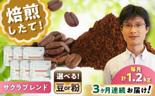 【全3回定期便】ブレンドコーヒー豆　サクラブレンド200g×6個(粉/中挽き)/ コーヒー  ドリップ  豆 / 瀬戸市 / Ｃｏｆｆｅｅ　ＳＡＫＵＲＡ [BBAB119]