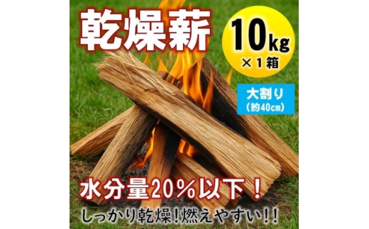 乾燥薪　キャンプ用 10kg　水分量20%以下までしっかり乾燥　大割(約40cm)　広葉樹ミックス【1662926】