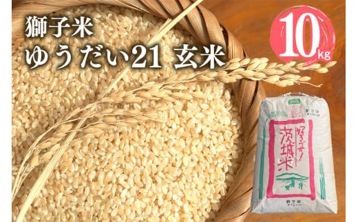 【令和7年産】 獅子米 ゆうだい21 玄米10kg 岡田ファーム あなたが選ぶ日本一おいしい米コンテスト 最優秀金賞 受賞 お米 米 おこめ ブランド米 10キロ 国産 単一原料米 コメ こめ ご飯 銘柄米 茨城県産 茨城 産直 産地直送 農家直送 ごはん 家庭用 贈答用 お取り寄せ ギフト 茨城県 石岡市 (G432) (B02-015)