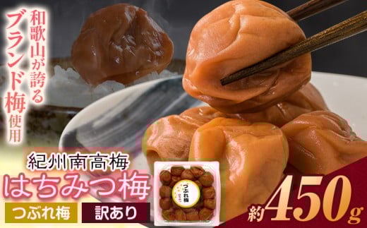 梅干し ひと粒にぎゅっと旨み凝縮 梅干し はちみつ梅 紀州南高梅 つぶれ 梅干し 450g 有限会社プラム《30日以内に出荷予定(土日祝除く)》和歌山県 日高町 梅 うめ ウメ 南高梅 つぶれ梅 蜂蜜 紀州 うめぼし 梅干 漬物 ごはんのお供 訳あり梅干し 訳あり 梅干し