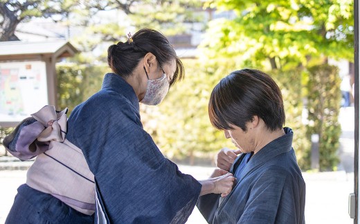 手ぶらでOK デニム着物レンタル チケット（1名様） 着付け・小物一式 ヘアセット付き 877321 - 岡山県倉敷市