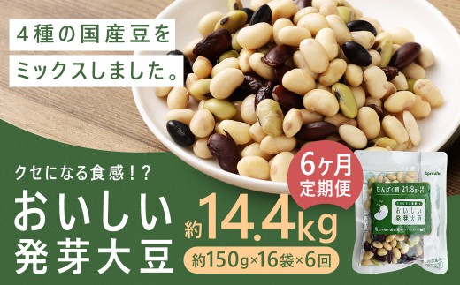 【6回定期便】おいしい発芽大豆 約2.4kg（約150g×16袋）