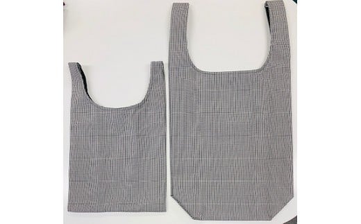 made in Yokkaichi　強撥水エコバッグ+ランチバッグ（黒白ギンガムチェック）