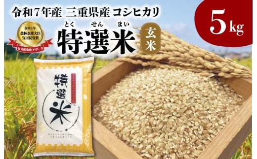 (有)松幸農産 特選米 玄米 5kg セット コシヒカリ お米 おこめ 三重県産 送料無料 5kg×1袋 玄米 小分け 冷めてもおいしい ふるさと納税 ふるさと 米 コメ こめ ギフト プレゼント 人気 お取り寄せ 三重米 新米 MK8