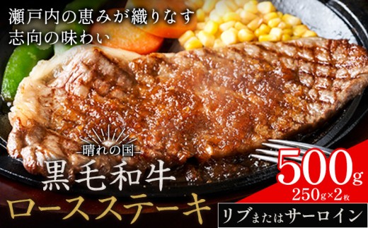 リブ or サーロイン ステーキ 500g 数量限定 牛肉 冷凍 黒毛和牛 《30日以内に出荷予定(土日祝除く)》 個別 取分け 小分け 個包装 赤身 霜降り 岡山県 矢掛町 牛 牛肉 和牛 ステーキ グルメ 小分け 小分けパック 250g 送料無料 2304344 - 岡山県矢掛町