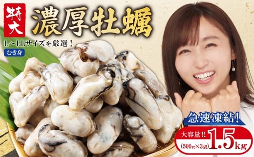 急速冷凍！ 国産牡蠣1.5kg（500g×3袋）冷凍 加熱用 殻なし 牡蠣フライ・鍋に◎ 国産 牡蠣 海鮮 急速凍結 鍋 の季節に もつ鍋 水炊き 寄せ鍋 にも合う 小分け カキフライ 牡蠣フライ グラタン にも最適！時短 福岡県 赤村 4S2