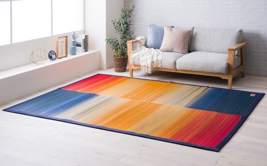 デニム×いぐさラグ Fジョイ 191cm×250cm RE（レッド） ラグ ラグマット いぐさ い草 イグサ い草ラグ デニム生地 福岡県 柳川市 2282246 - 福岡県柳川市