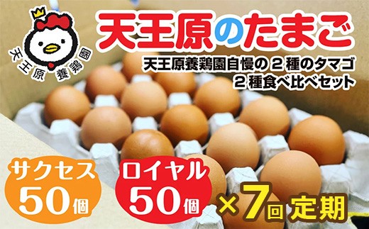 【定期便】7回定期 【天王原のたまご】 サクセス卵50個/ロイヤル卵50個【定期便 7回定期便 セット たまご 卵 玉子 タマゴ 濃厚  ハリ 弾力 ボリューム 甘味 旨味 卵黄 風味 生 コク 甘味 卵かけご飯 卵焼き 目玉焼き オムレツ 茶碗蒸し お菓子作り パンの材料】