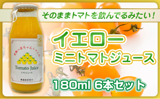 [№5258-1498]【高級旅館でも使用！】イエローミニトマトのトマトジュース 180ml 6本セット｜国産 姫路産 八百ちゃんトマト 100%ストレート 2284363 - 兵庫県姫路市