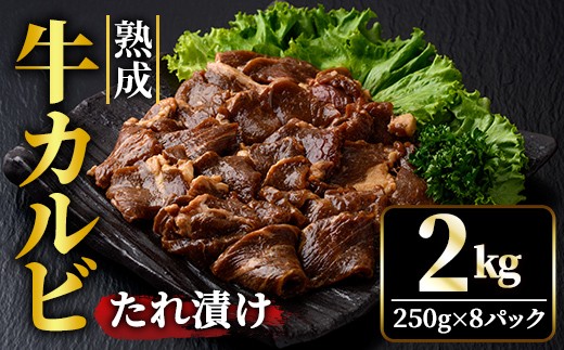 熟成牛カルビ 2kg (250g×8パック) たれ 味付 小分け 冷凍 焼肉 焼き肉 牛 牛肉 ビーフ カルビ BBQ 【そうざい男しゃく】【ho1472】 2098619 - 茨城県常陸大宮市