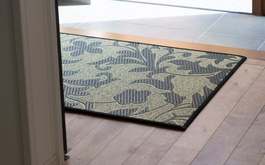抗菌防臭・消臭 玄関マット ネム 60cm×90cm BK（ブラック） マット 敷き物 いぐさ い草 イグサ い草マット 福岡県 柳川市