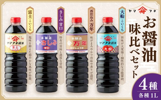 お醤油4種味比べセット / 調味料 醤油 しょうゆ おしょうゆ 濃口 こいくち 甘口 あまくち 料理 大分県 九重町
