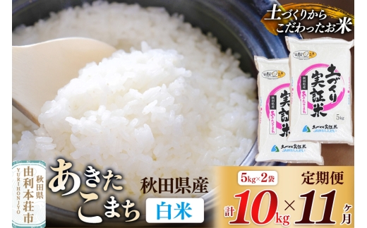 《新米予約》【白米】《定期便》 10kg (5kg袋小分け) ×11回 令和7年産 あきたこまち 土作り実証米 合計110kg 秋田県産 273436 - 秋田県由利本荘市