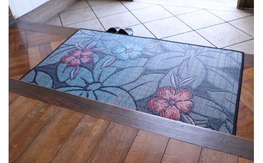 抗菌防臭・消臭 玄関マット なでしこ 70cm×120cm BL（ブルー） マット 敷き物 いぐさ い草 イグサ い草マット 福岡県 柳川市