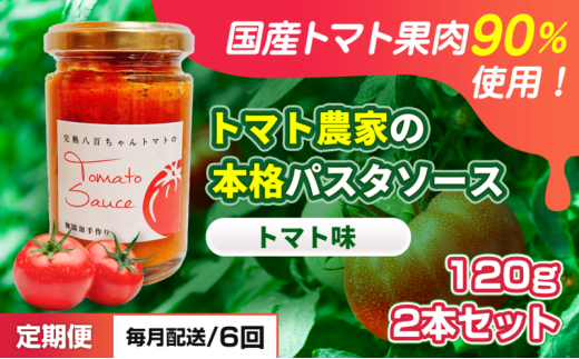 [№5258-1457]【定期便・全6回】トマト農家の本格パスタソース トマト味 120g 2本セット × 6回｜国産 姫路市産 完熟八百ちゃんトマト 万能調味料 2284323 - 兵庫県姫路市