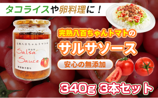 [№5258-1530]【タコライスや卵料理に！】サルサソース 340g 3本セット｜国産 姫路産 八百ちゃんトマト 着色料・保存料不使用