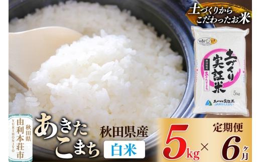 《新米予約》【白米】《定期便》 5kg×6回 令和7年産 あきたこまち 土作り実証米 合計30kg 秋田県産 273426 - 秋田県由利本荘市